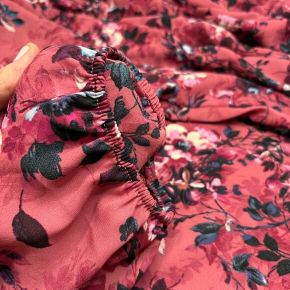 Torrid Size 5X Popover Top Blouse Pink Floral Peasant Georgette Career Bloomcore - Picture 11 of 12